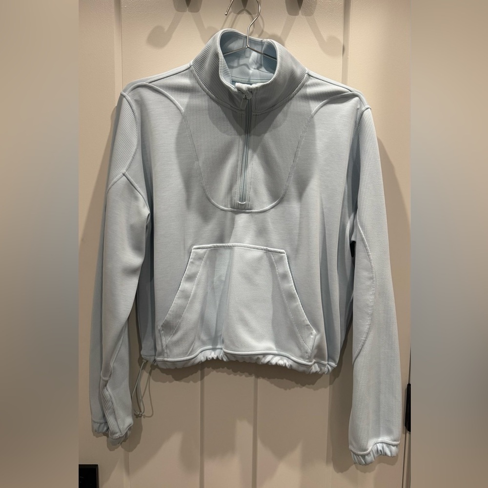 Lululemon Brushed SoftSTREME 1/2 Zip Pullover Ribbed Powder Blue SIZE 8 EUC